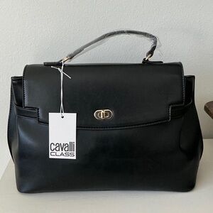 Cavalli Class Black Satchel Bag - Tatiana Large Top Handle